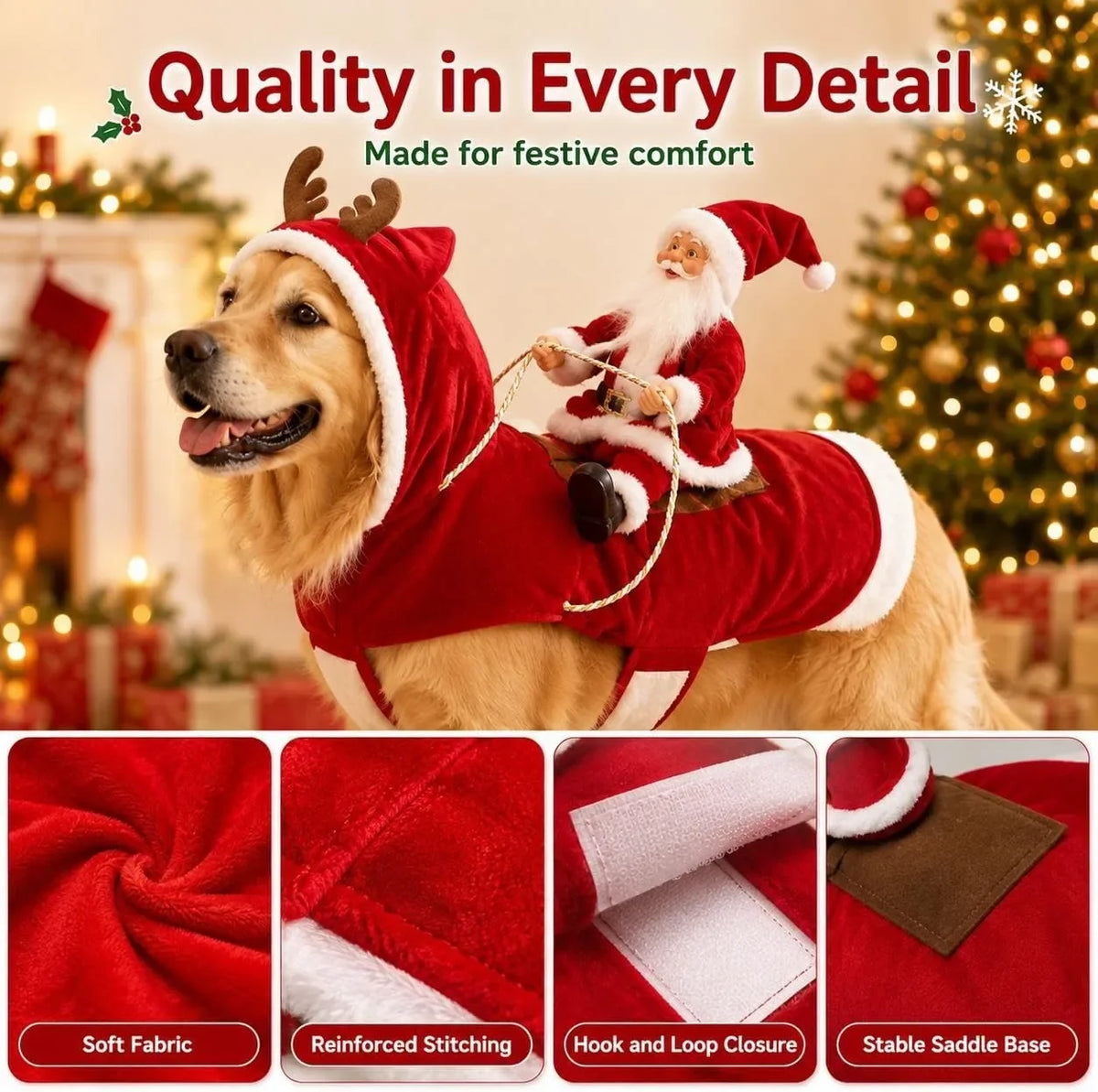 Christmas Rider Costume for Dogs
