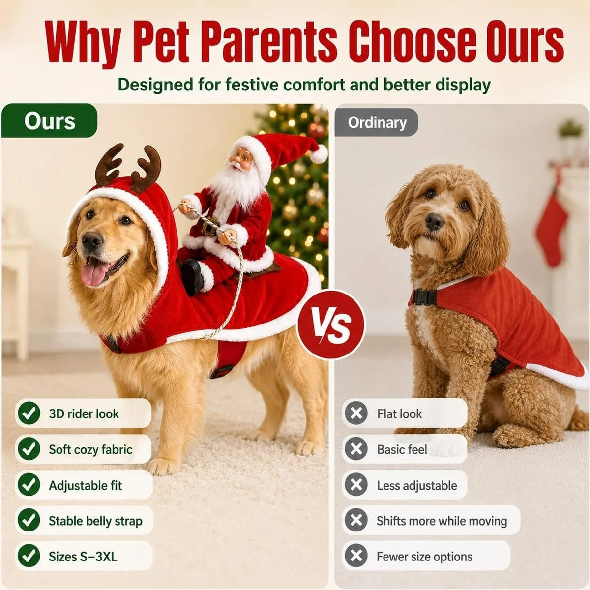 Christmas Rider Costume for Dogs