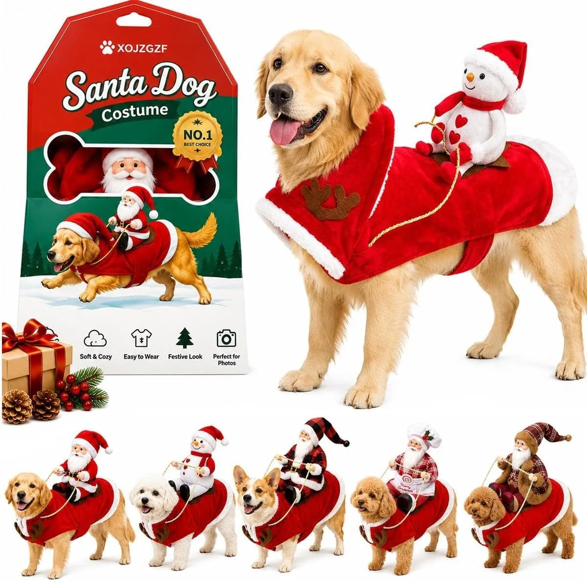 Christmas Rider Costume for Dogs
