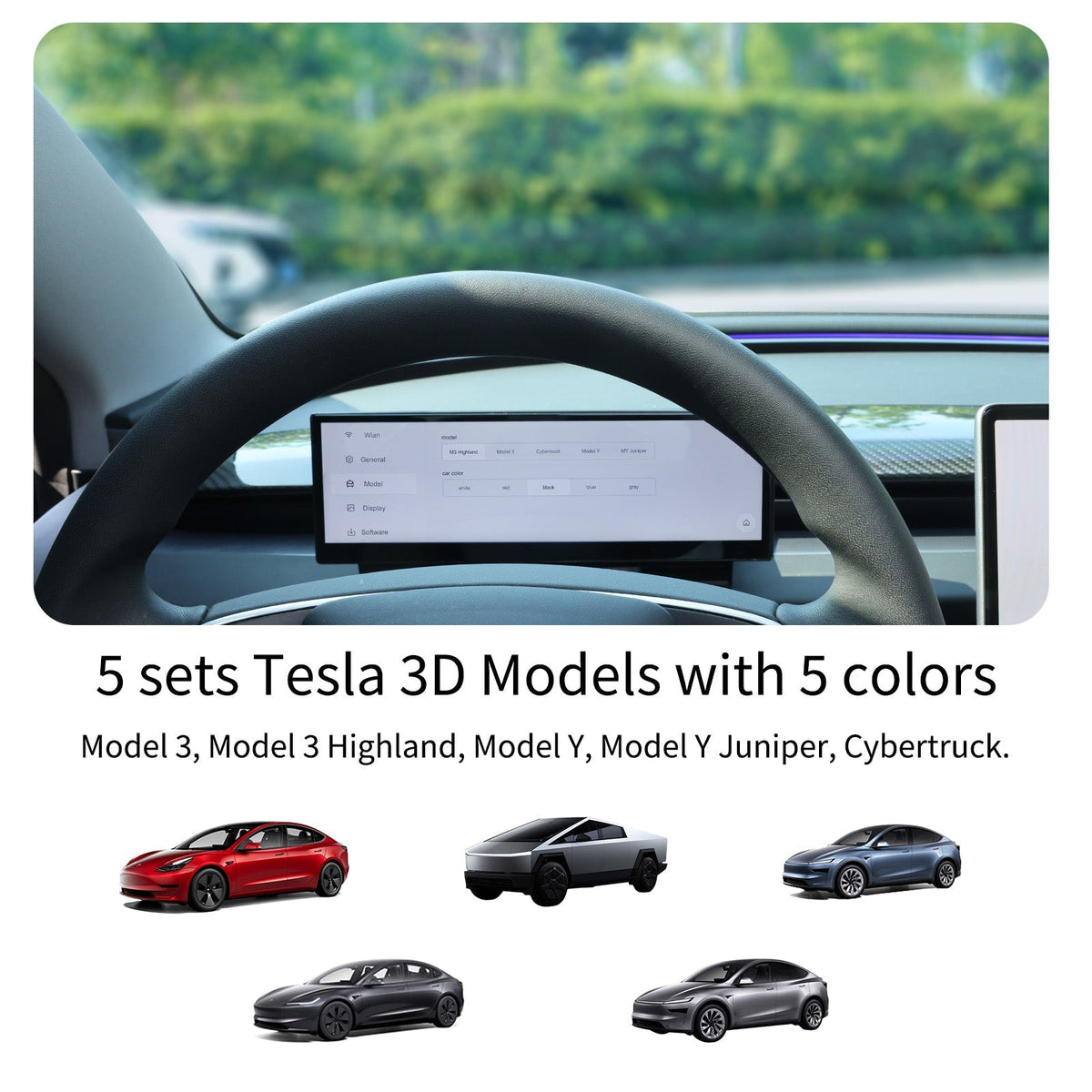 Sikunuo 10.88′′ Touch Screen Instrument Cluster Dashboard Display for Model 3/Y