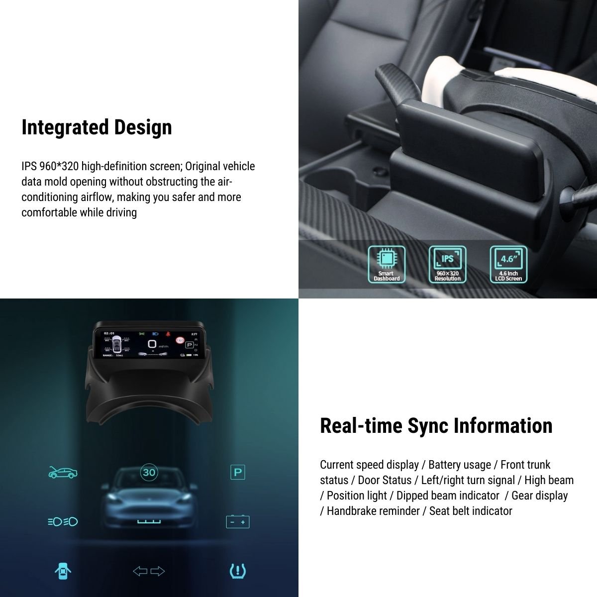 Sikunuo 4.6'' Mini Display Screen for Tesla Model 3 / Y