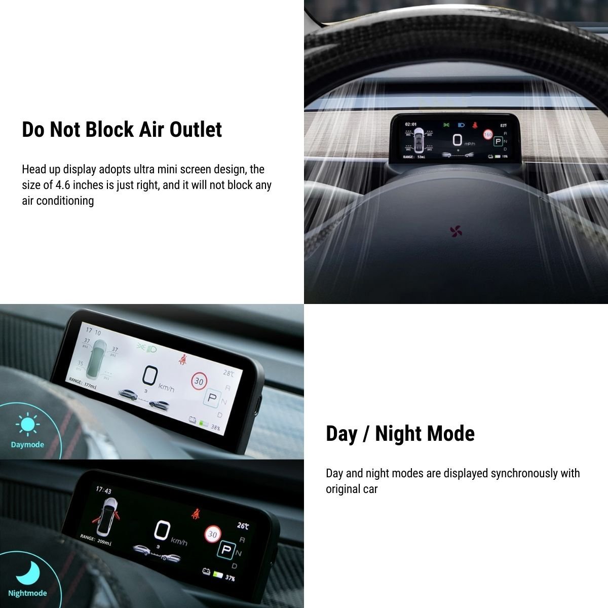 Sikunuo 4.6'' Mini Display Screen for Tesla Model 3 / Y