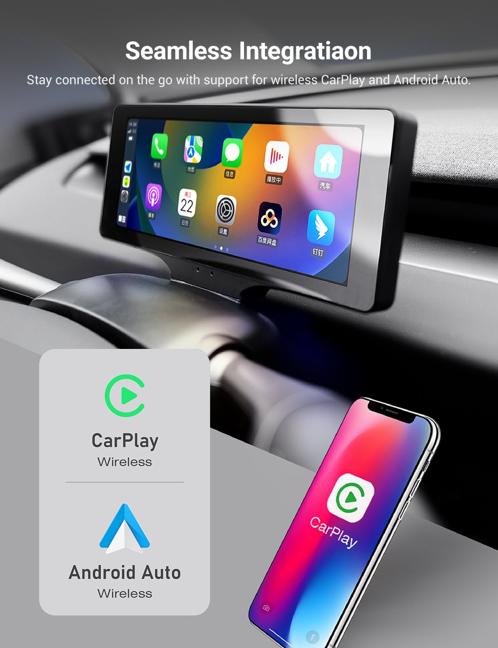 Sikunuo 7′′ Gear Shift Touch Screen Dashboard Display for Model 3 Highland / Model Y Juniper