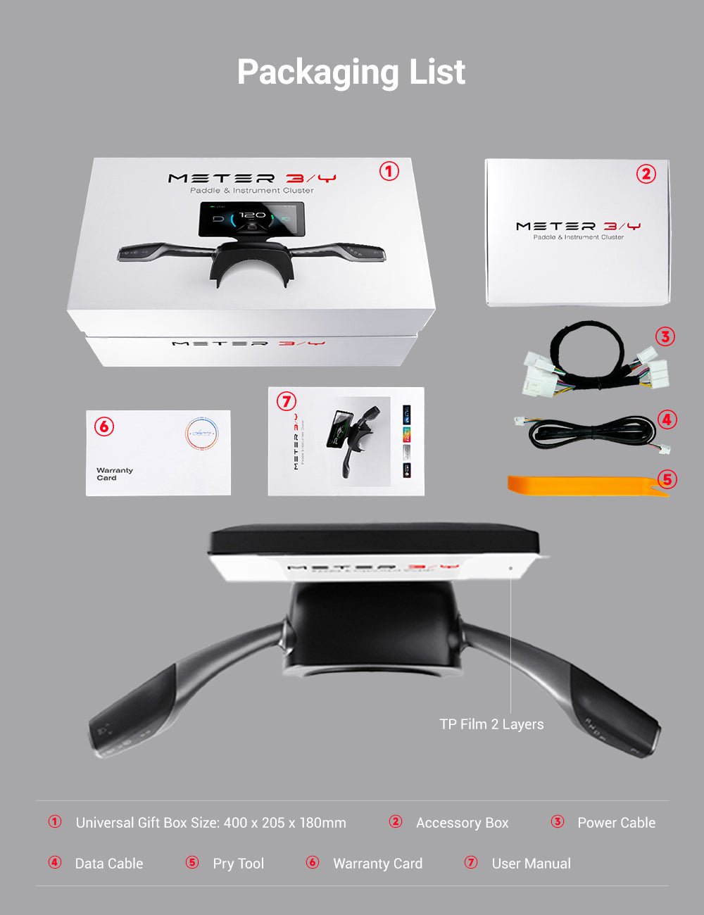 Sikunuo 7′′ Gear Shift Touch Screen Dashboard Display for Model 3 Highland / Model Y Juniper