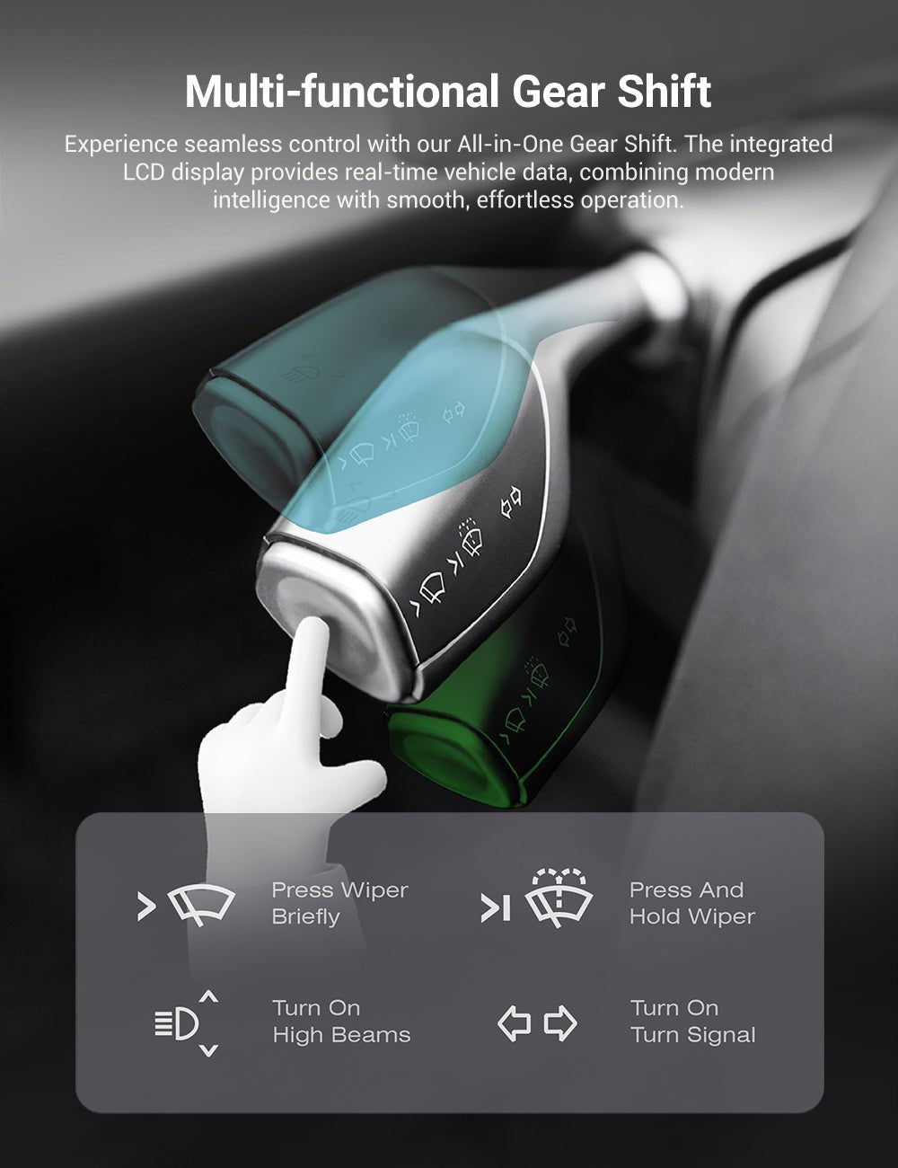 Sikunuo 7′′ Gear Shift Touch Screen Dashboard Display for Model 3 Highland / Model Y Juniper