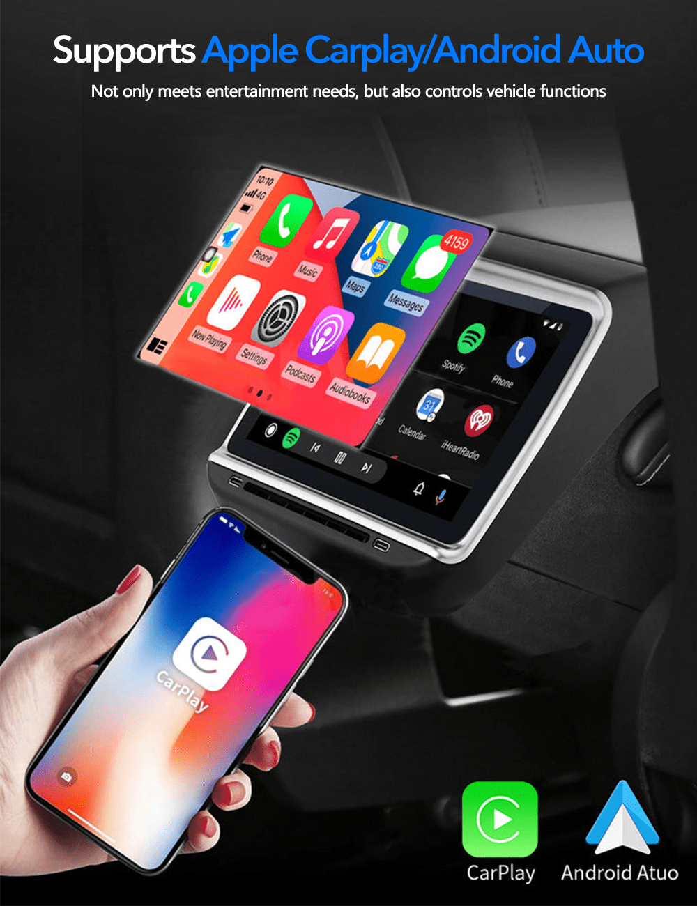 Sikunuo 7.2" 7.5" Rear Seat Entertainment System for Tesla Model 3/Y