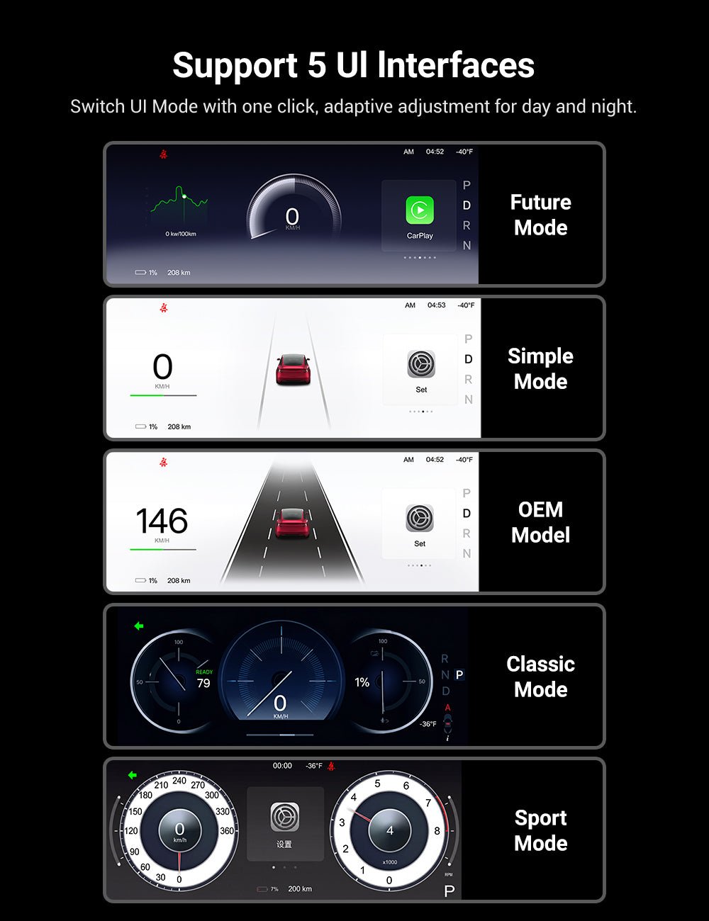 Sikunuo 8.9'' Dashboard Display with Ambient Lighting for Model 3 Highland / Model Y Juniper