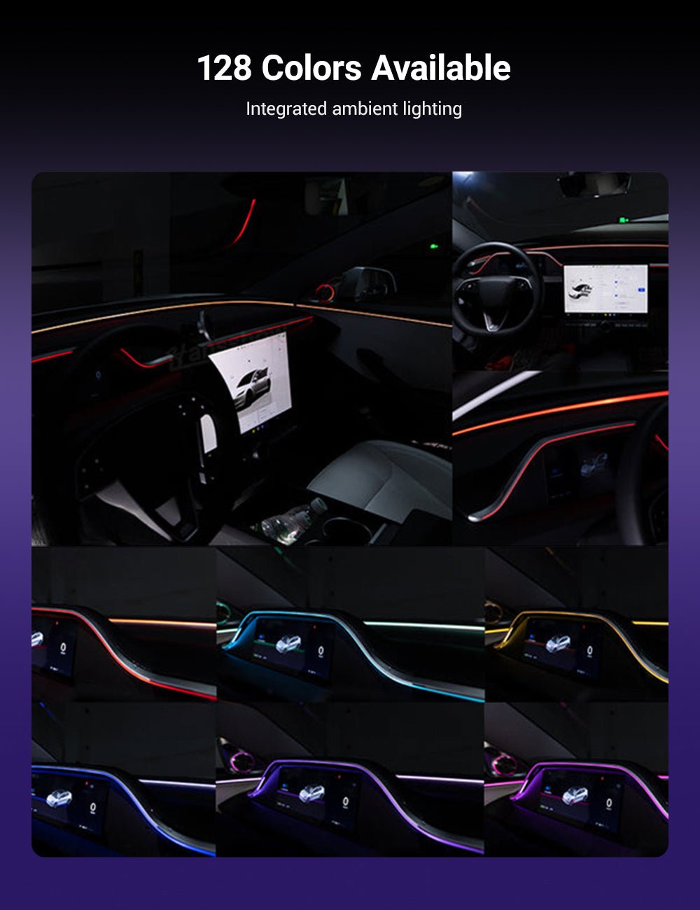 Sikunuo 8.9'' Dashboard Display with Ambient Lighting for Model 3 Highland / Model Y Juniper