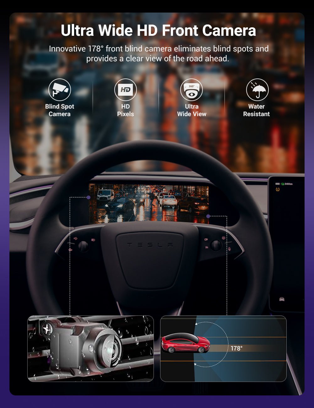 Sikunuo 8.9'' Dashboard Display with Ambient Lighting for Model 3 Highland / Model Y Juniper