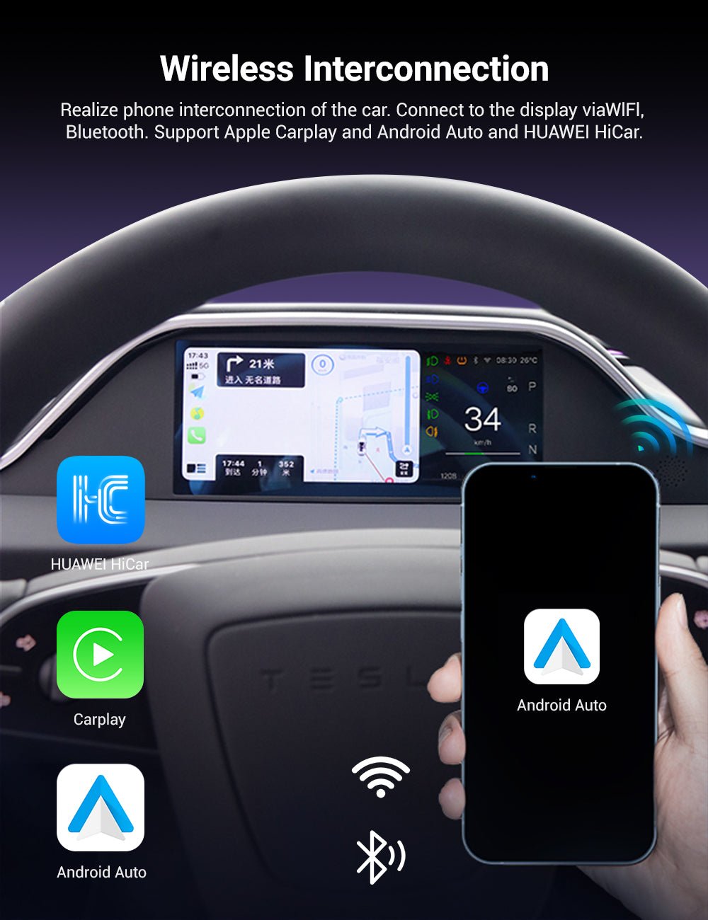 Sikunuo 8.9'' Dashboard Display with Ambient Lighting for Model 3 Highland / Model Y Juniper