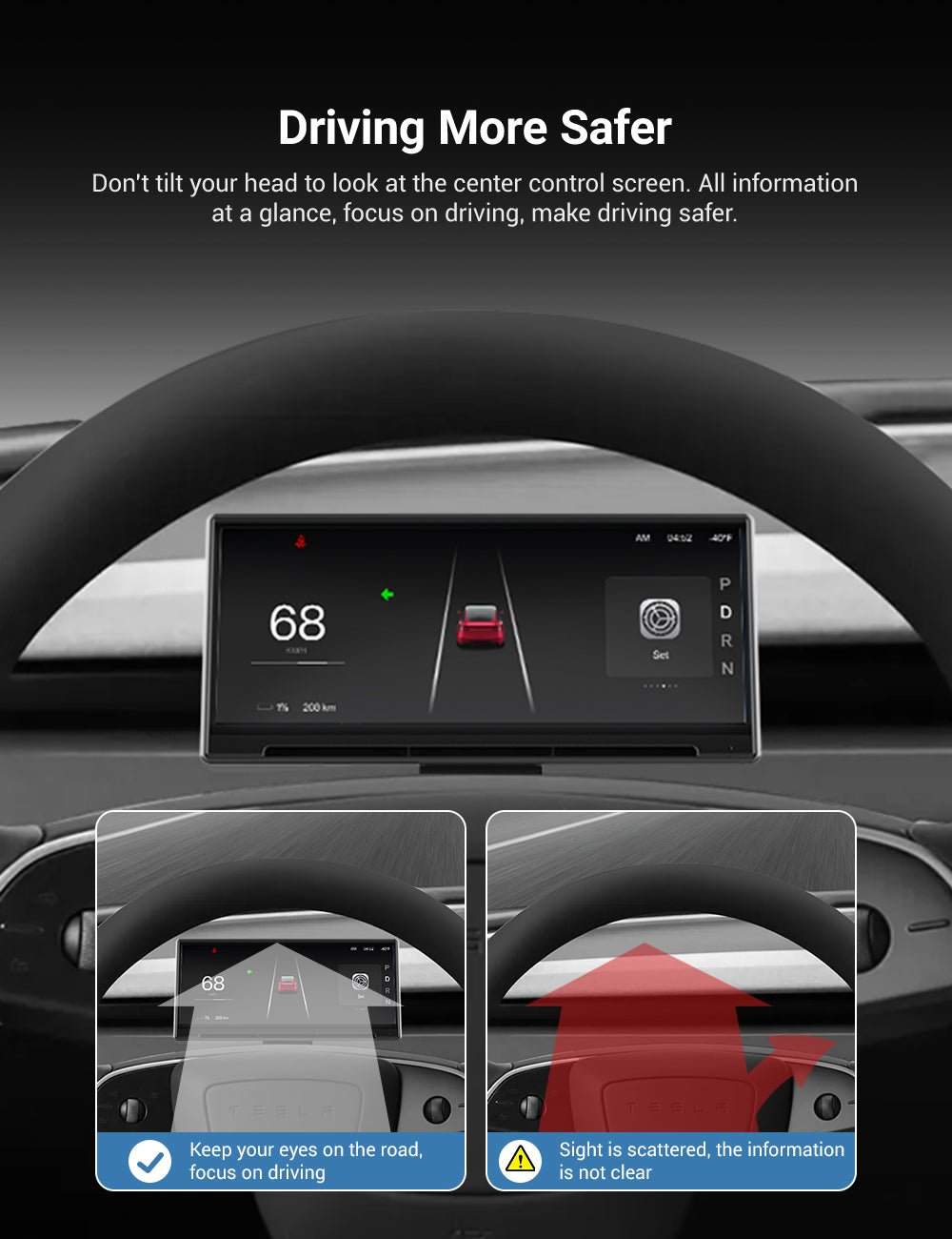 Sikunuo F9 Pro Screen Dashboard Display With Carplay & Android Auto for Model 3 / Model Y