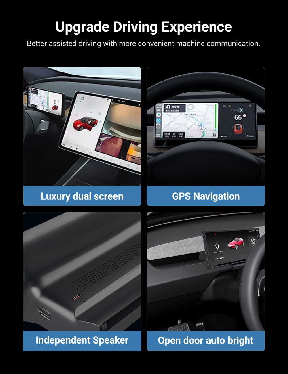 Sikunuo F9 Pro Screen Dashboard Display With Carplay & Android Auto for Model 3 / Model Y