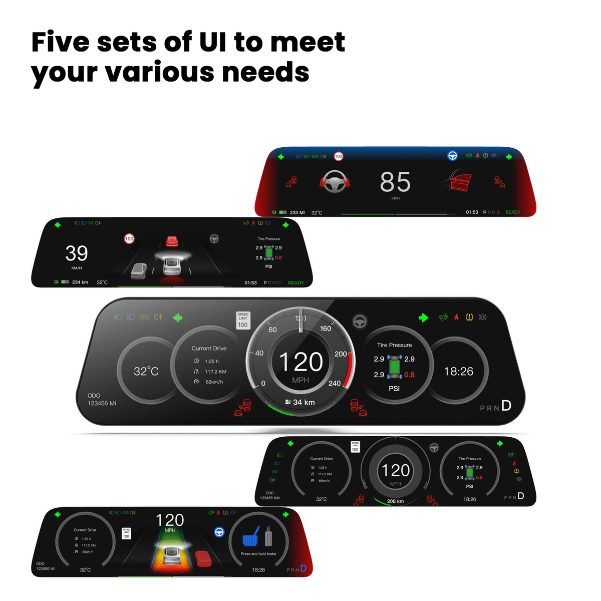 Sikunuo 9.6 Inch Instrument Cluster Dashboard Display for Model 3 / Y