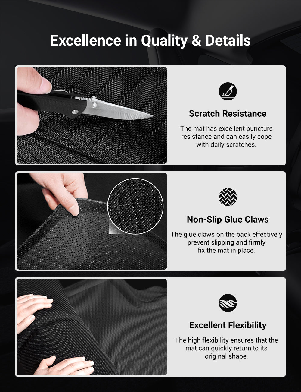 Sikunuo All Weather 3D Floor Mats for Tesla Model Y & Model 3 Highland