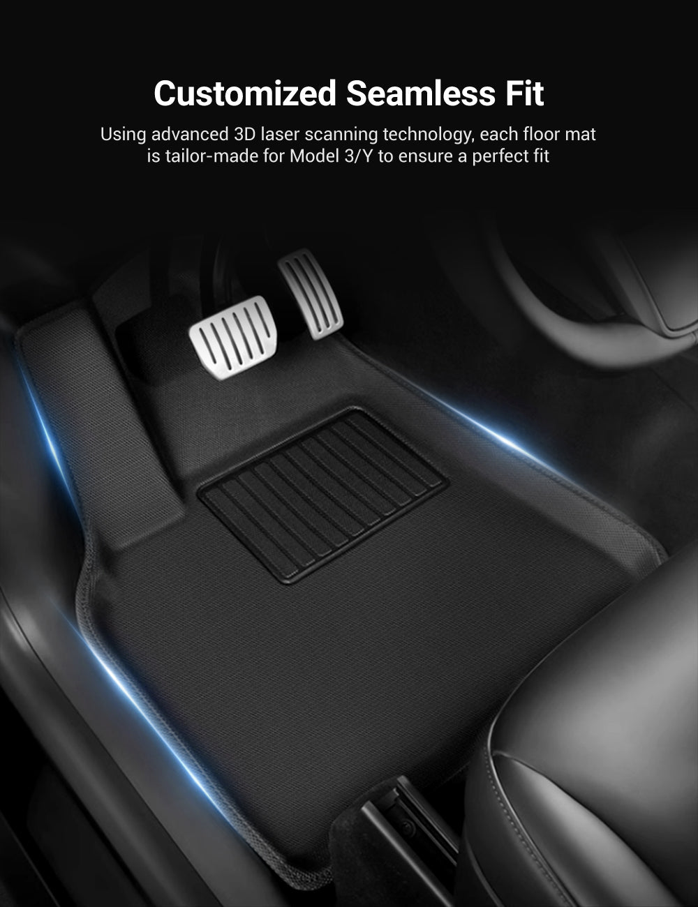 Sikunuo All Weather 3D Floor Mats for Tesla Model Y & Model 3 Highland