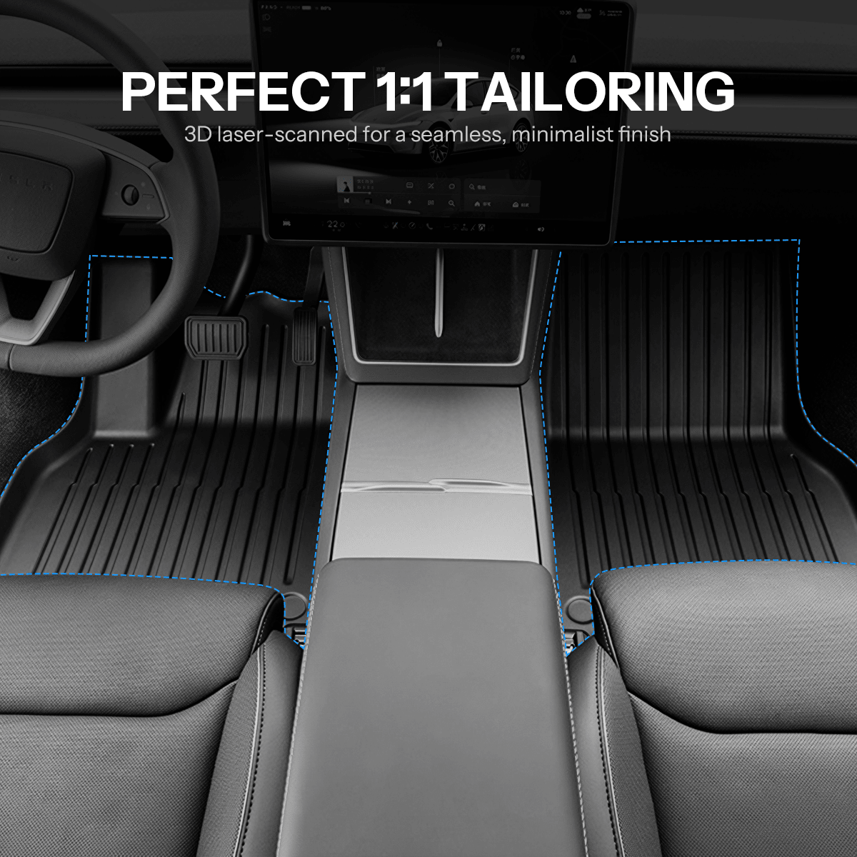 Sikunuo All-Weather TPE Floor Mats for Model YL 6-Seater 2026+