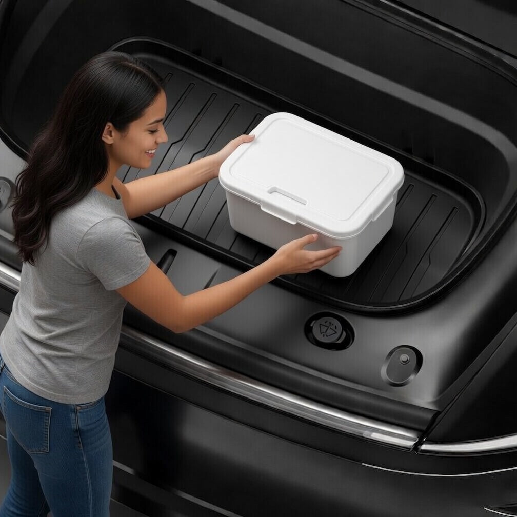 Sikunuo All-Weather TPE Front Trunk Mat for Tesla Model YL 6-Seater