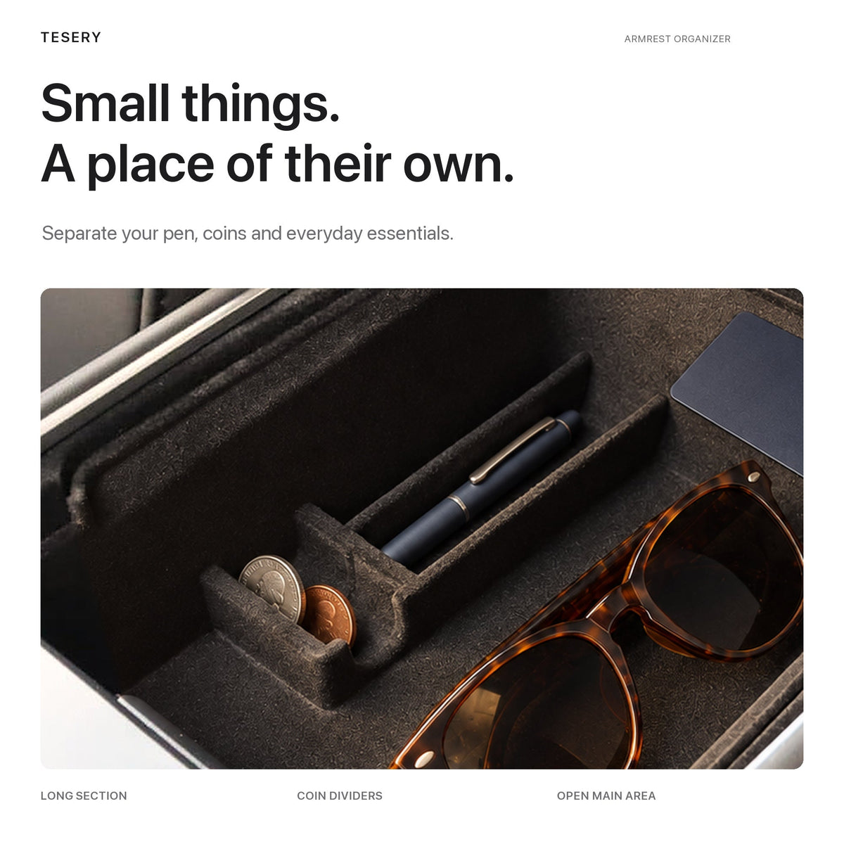 Sikunuo Armrest Organizer Console Tray for Model 3 / Model Y