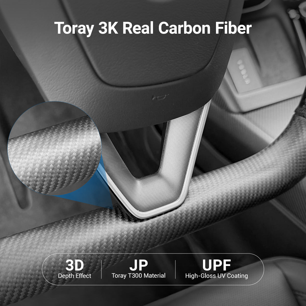 Sikunuo Carbon Fiber Heated Yoke Steering Wheel for Model 3 Highland / Model Y Juniper