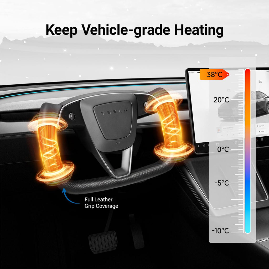 Sikunuo Carbon Fiber Heated Yoke Steering Wheel for Model 3 Highland / Model Y Juniper