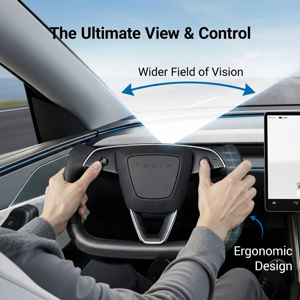 Sikunuo Carbon Fiber Heated Yoke Steering Wheel for Model 3 Highland / Model Y Juniper