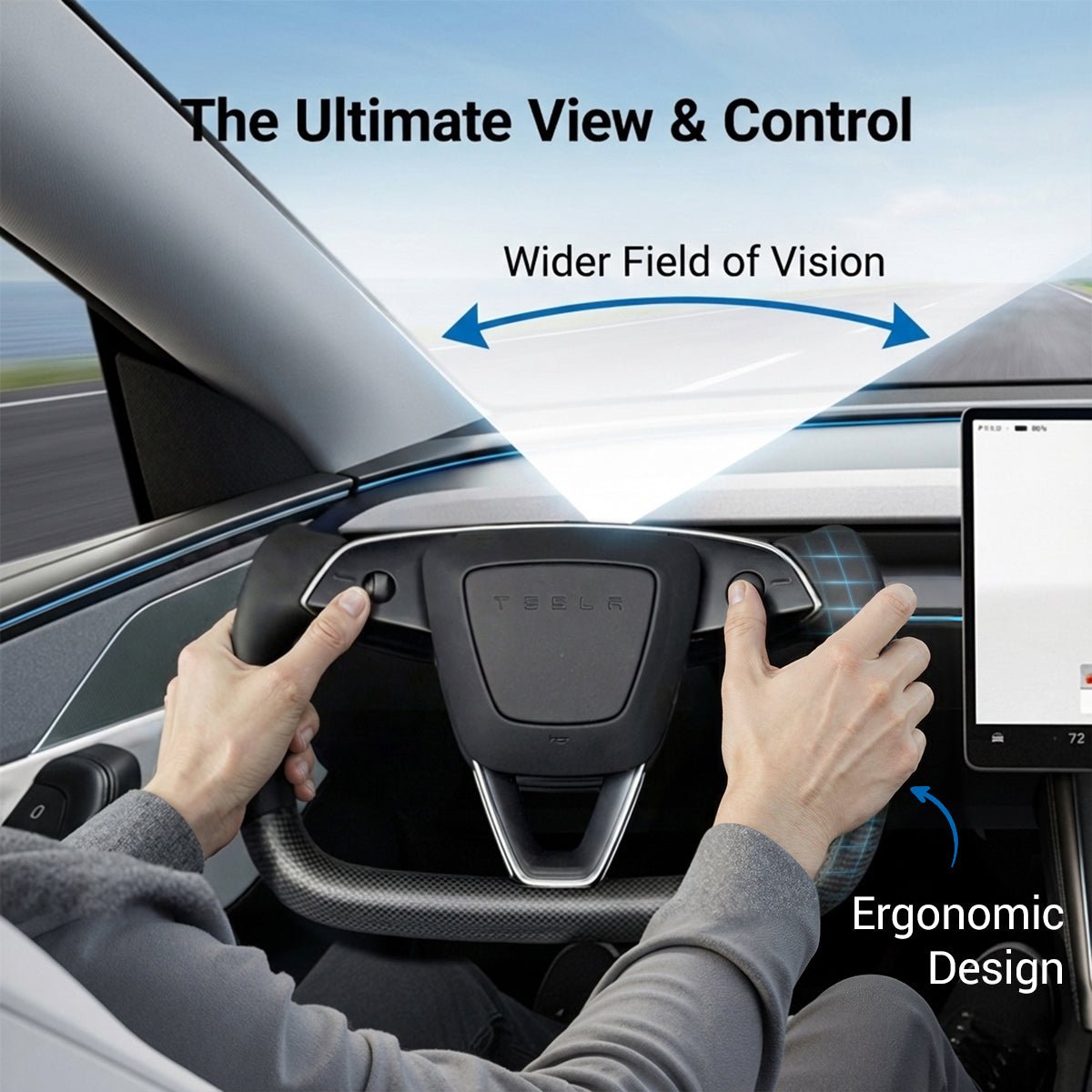 Sikunuo Carbon Fiber Heated Yoke Steering Wheel for Model 3 Highland / Model Y Juniper