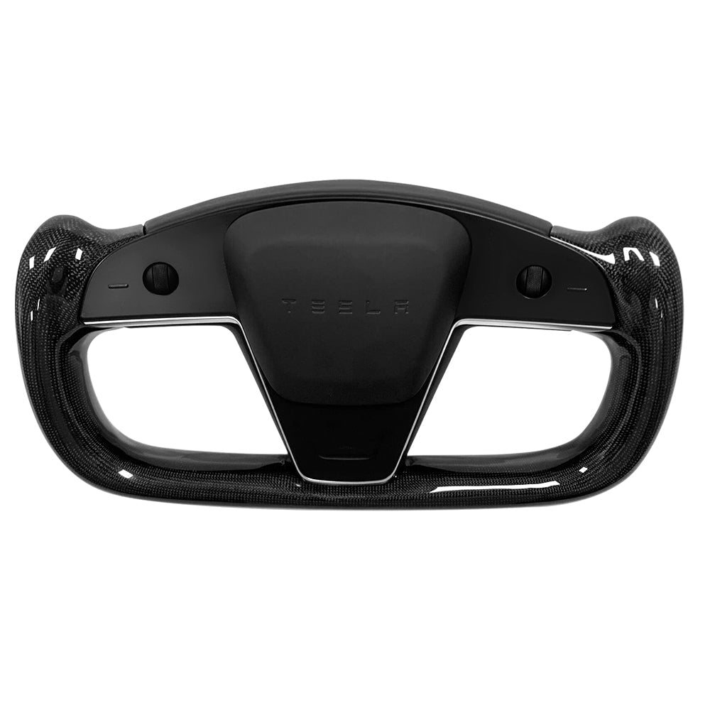 Sikunuo Touch Horn Carbon Fiber Yoke Plaid Steering Wheel Upgrade for Tesla Model S / X 2021-2023