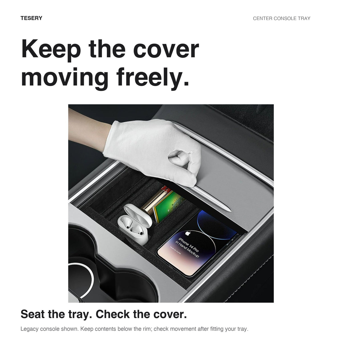 Sikunuo Center Console Tray for Model 3 & Model Y & Model YL
