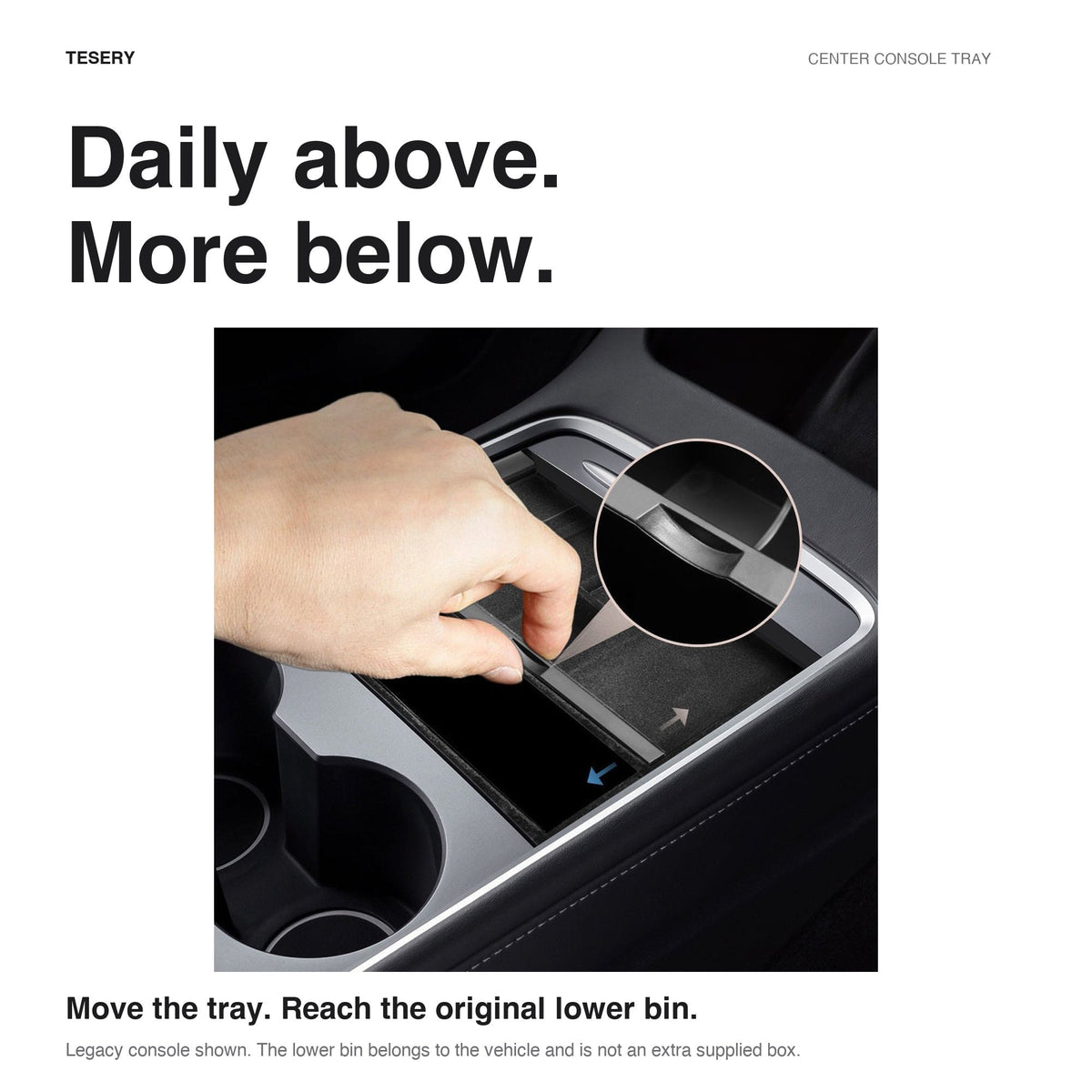 Sikunuo Center Console Tray for Model 3 & Model Y & Model YL