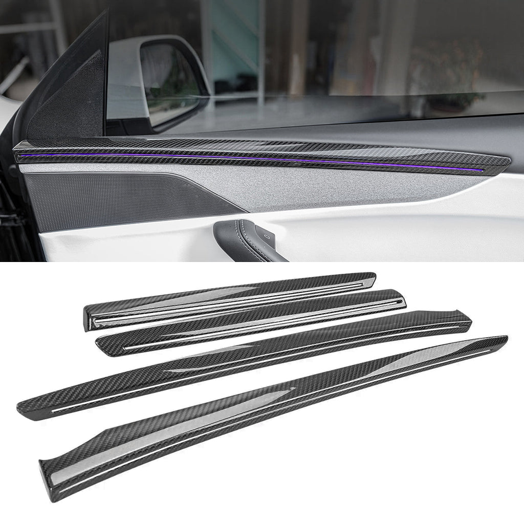 Sikunuo Dry Carbon Fiber Door Trim Cover for Tesla Model Y Juniper