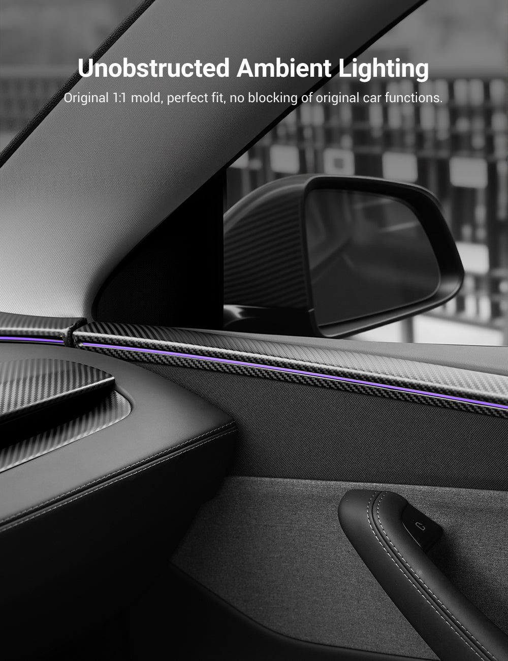 Sikunuo Dry Carbon Fiber Door Trim Cover for Tesla Model Y Juniper