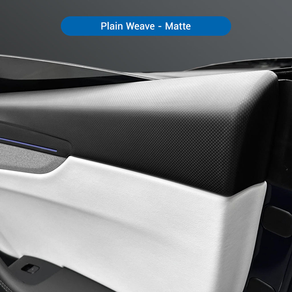 Sikunuo Dry Carbon Fiber Full Upper Oversized Extended Door Panel Overlays for Model Y Juniper