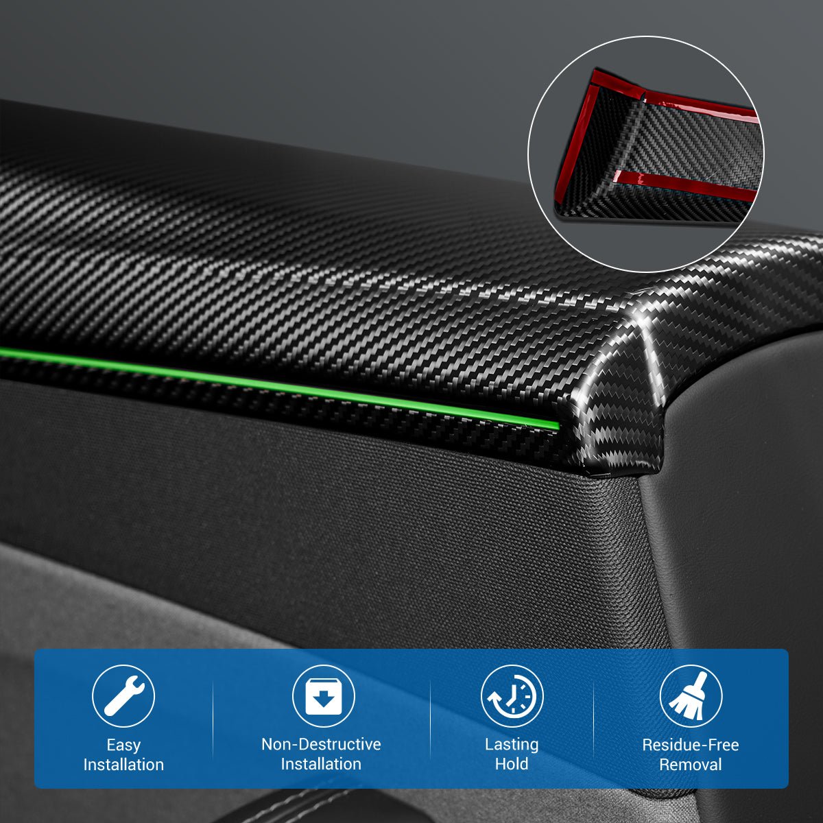 Sikunuo Dry Carbon Fiber Full Upper Oversized Extended Door Panel Overlays for Model Y Juniper