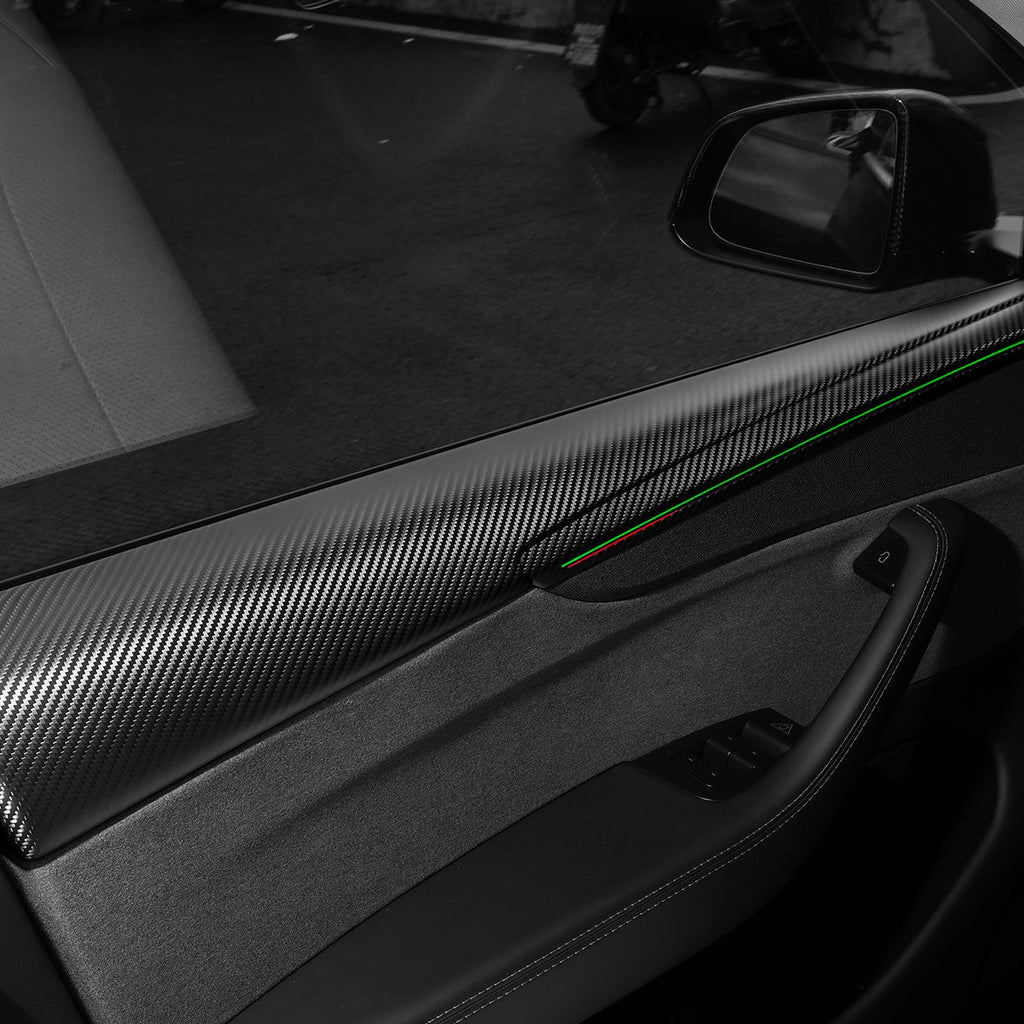 Sikunuo Dry Carbon Fiber Full Upper Oversized Extended Door Panel Overlays for Model Y Juniper