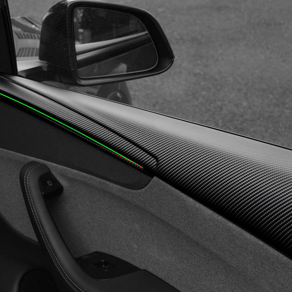 Sikunuo Dry Carbon Fiber Full Upper Oversized Extended Door Panel Overlays for Model Y Juniper