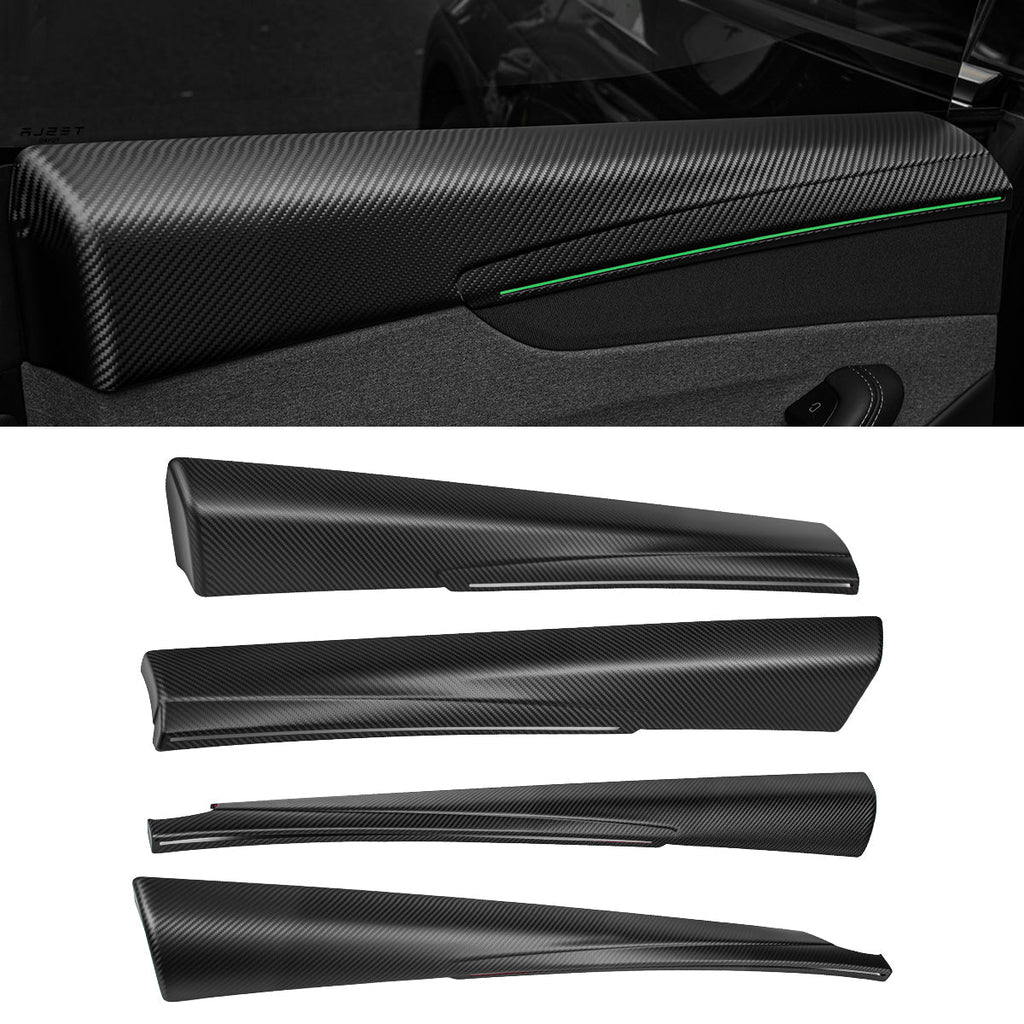 Sikunuo Dry Carbon Fiber Full Upper Oversized Extended Door Panel Overlays for Model Y Juniper