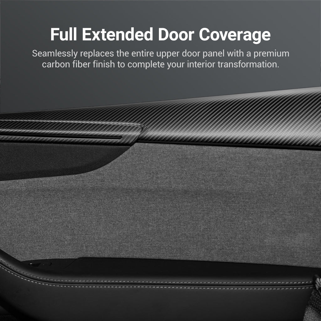 Sikunuo Dry Carbon Fiber Full Upper Oversized Extended Door Panel Overlays for Model Y Juniper