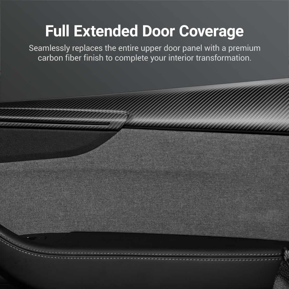Sikunuo Dry Carbon Fiber Full Upper Oversized Extended Door Panel Overlays for Model Y Juniper
