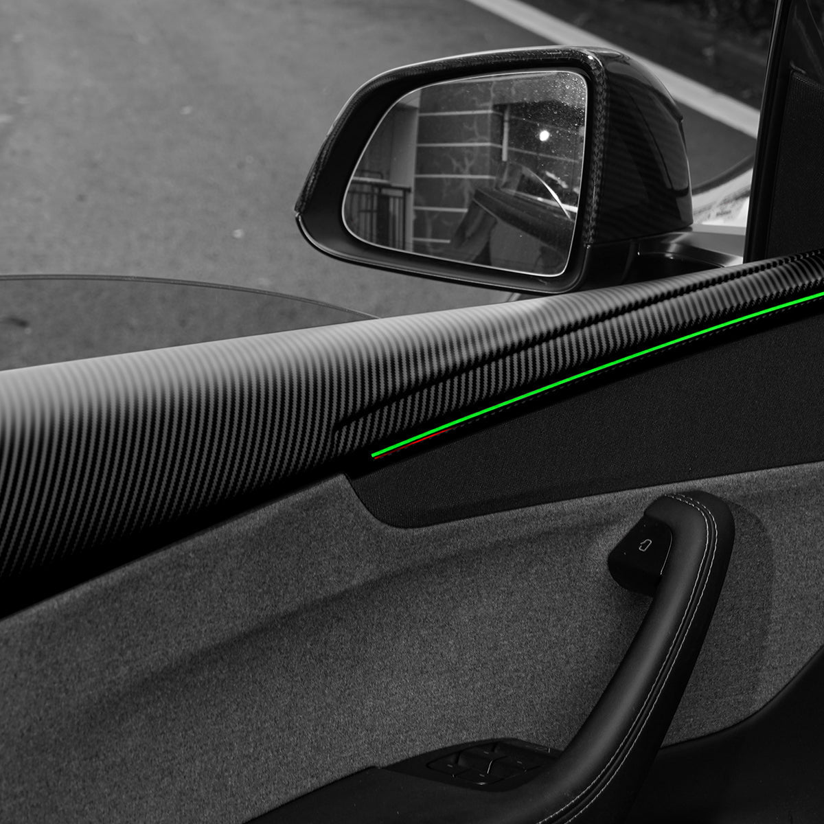 Sikunuo Dry Carbon Fiber Full Upper Oversized Extended Door Panel Overlays for Model Y Juniper