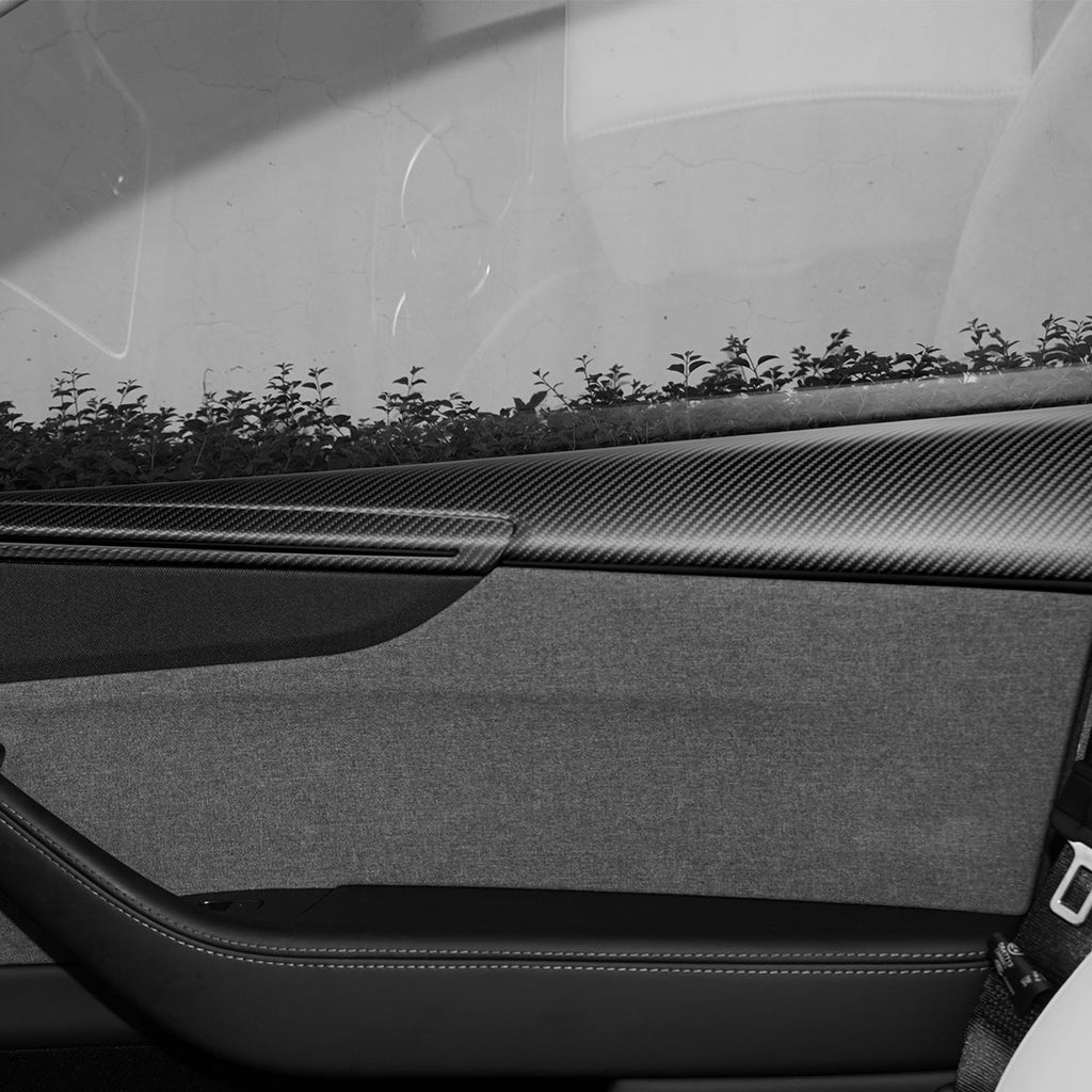Sikunuo Dry Carbon Fiber Full Upper Oversized Extended Door Panel Overlays for Model Y Juniper
