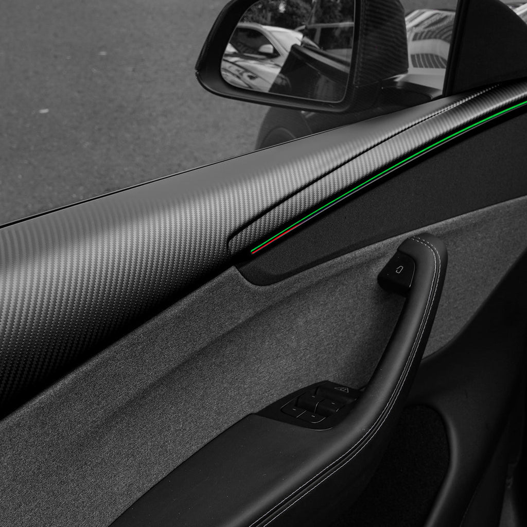 Sikunuo Dry Carbon Fiber Full Upper Oversized Extended Door Panel Overlays for Model Y Juniper