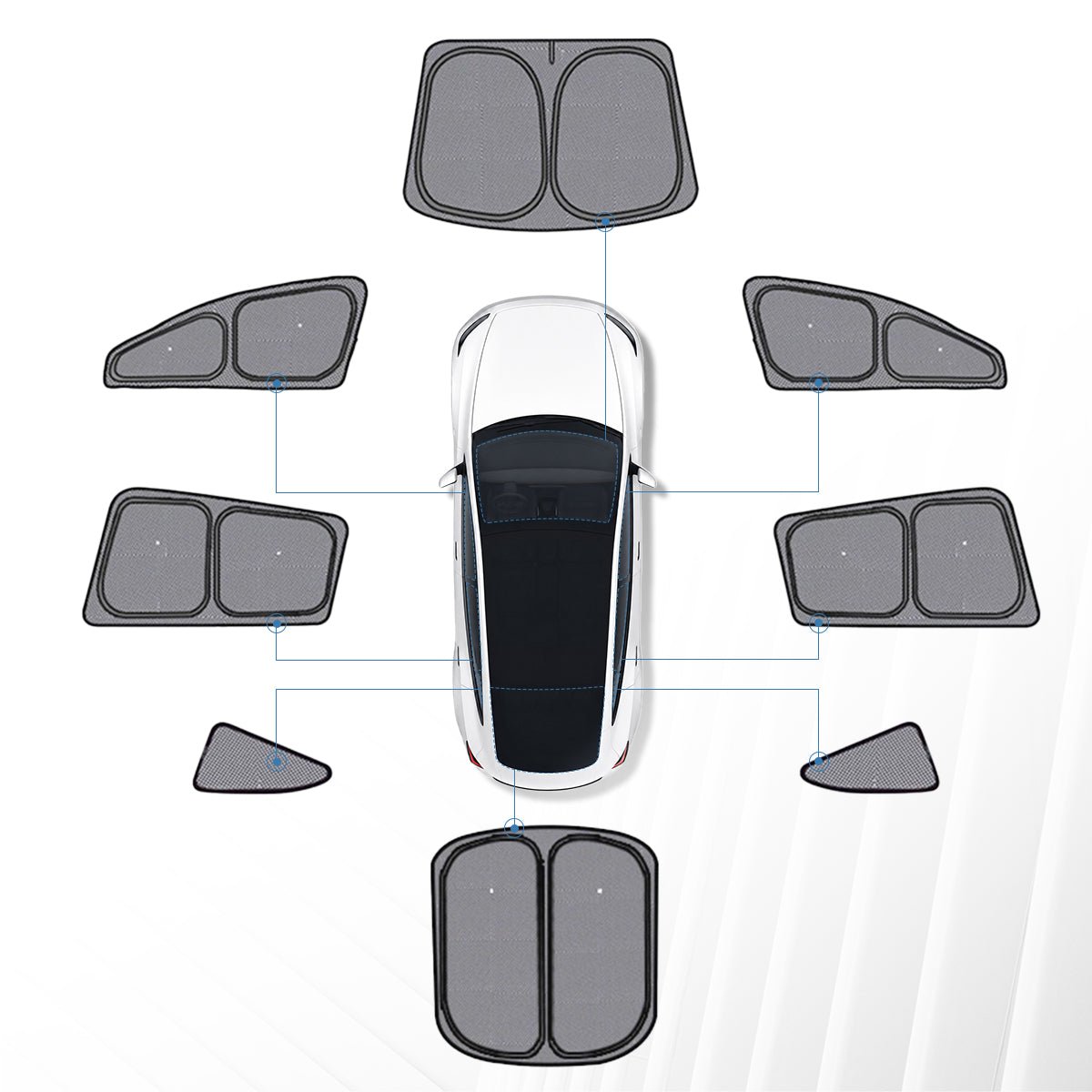 Sikunuo Full Car Sun Shade Set for Tesla Model YL 6-Seater