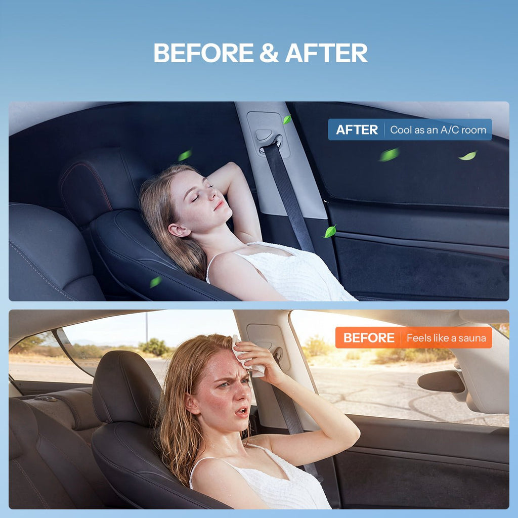 Sikunuo Full Car Sun Shade Set for Tesla Model YL 6-Seater