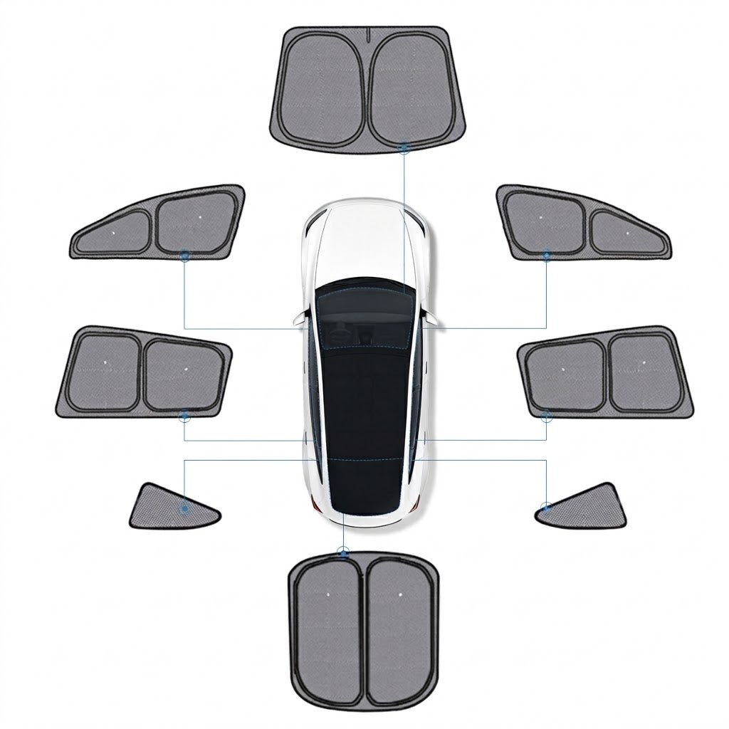 Sikunuo Full Car Sun Shade Set for Tesla Model YL 6-Seater