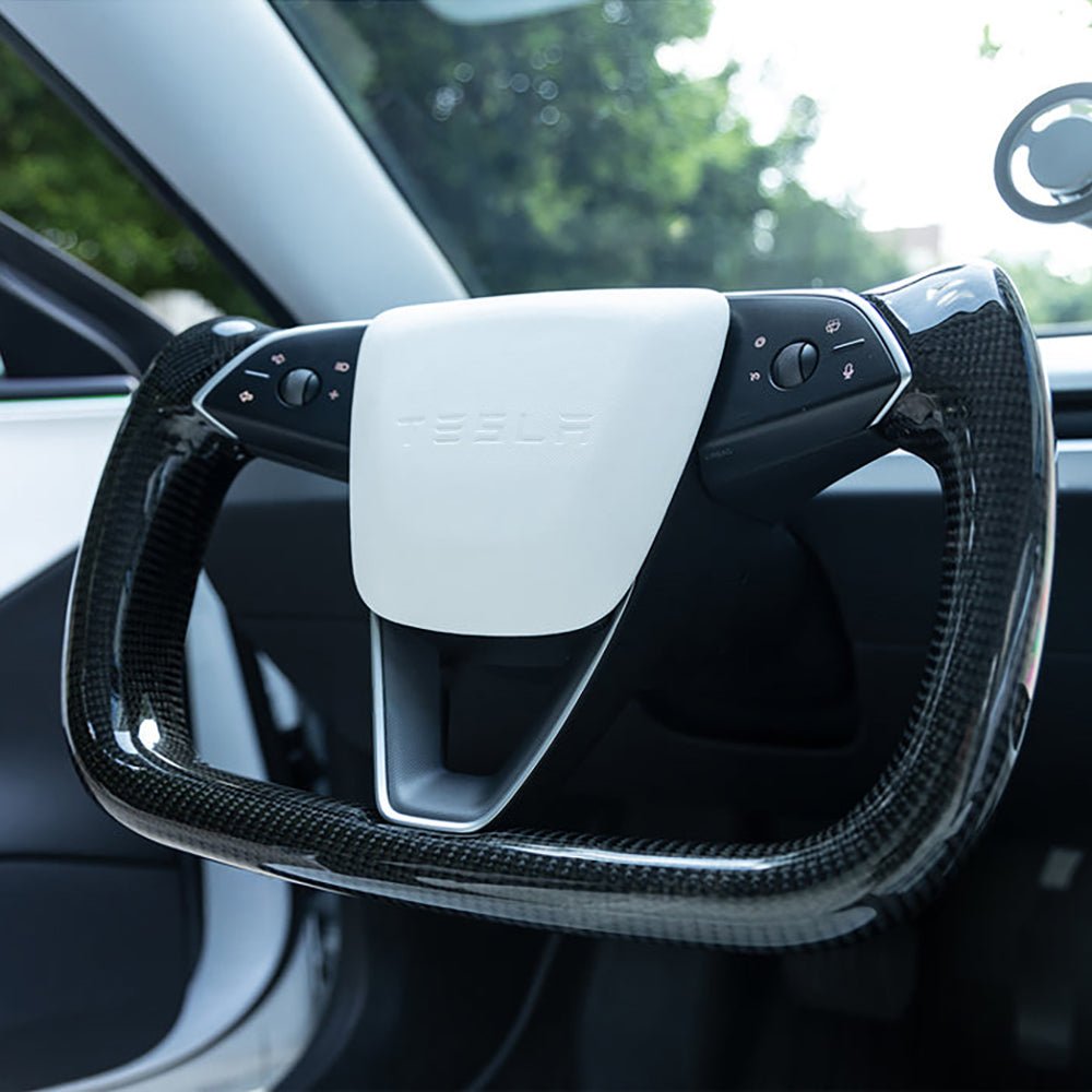 Sikunuo Full Carbon Fiber Yoke Steering Wheel for Model 3 Highland & Model Y Juniper