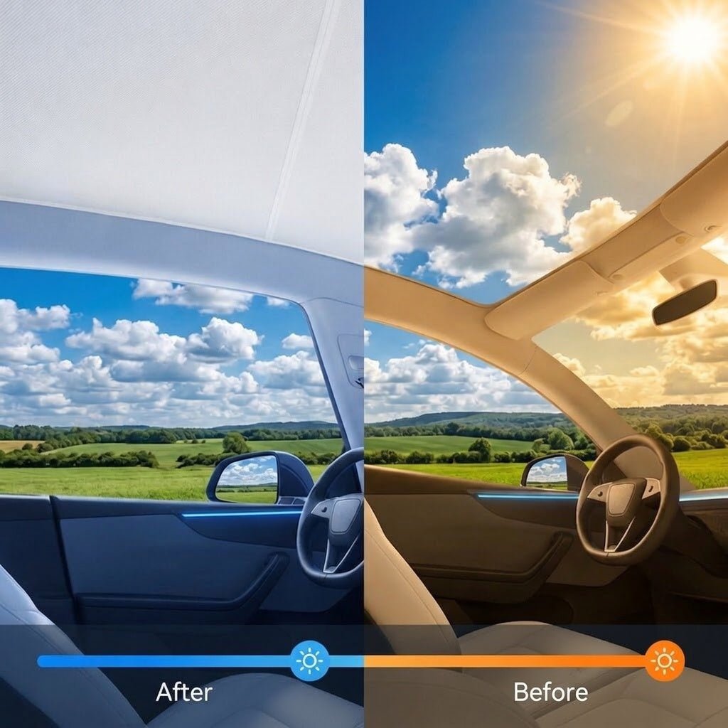 Sikunuo Glass Roof Sunshade for Tesla Model YL 6-Seater