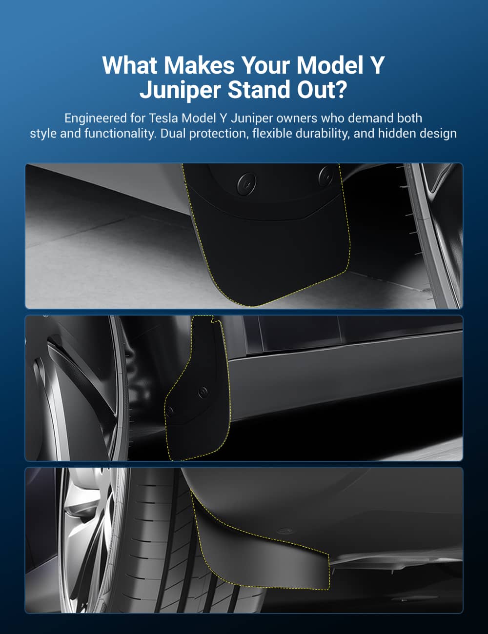 Sikunuo Hidden Mud Flaps for Model Y Juniper/ Model YL | Invisible Protection