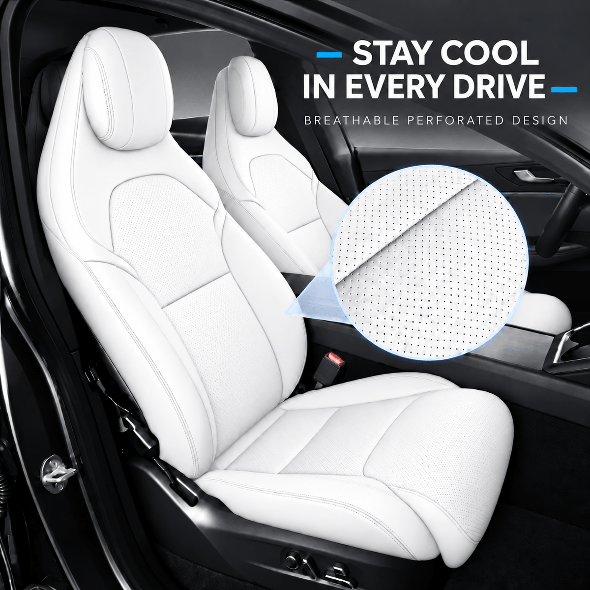 Sikunuo Leather Seat Covers for Tesla Model YL 6-Seater