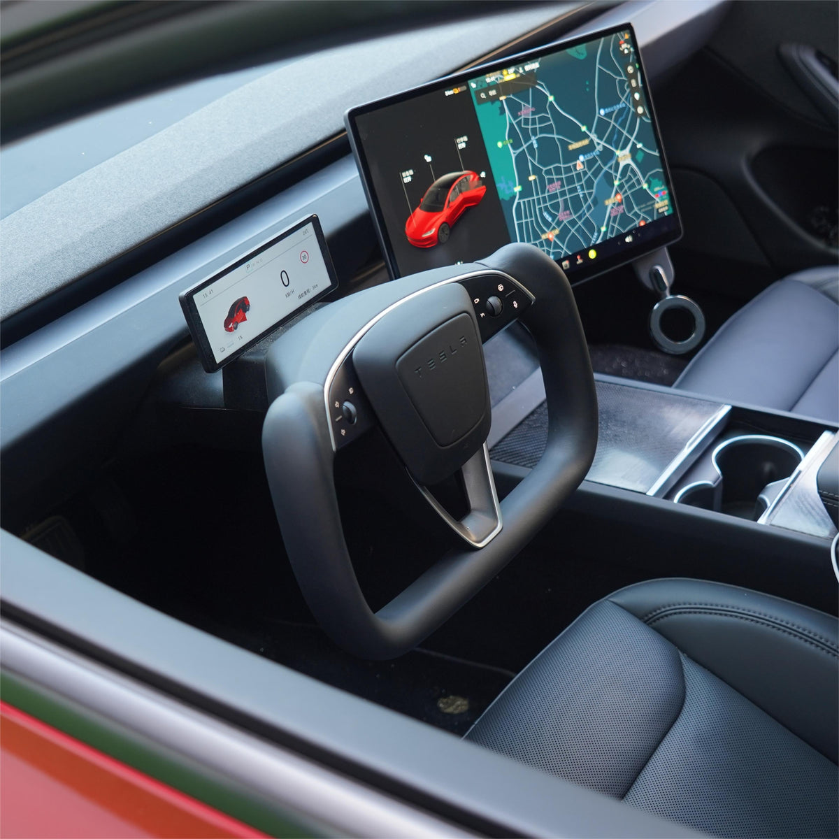 Sikunuo Model 3 Highland / Model Y Juniper Yoke Plaid Steering Wheel