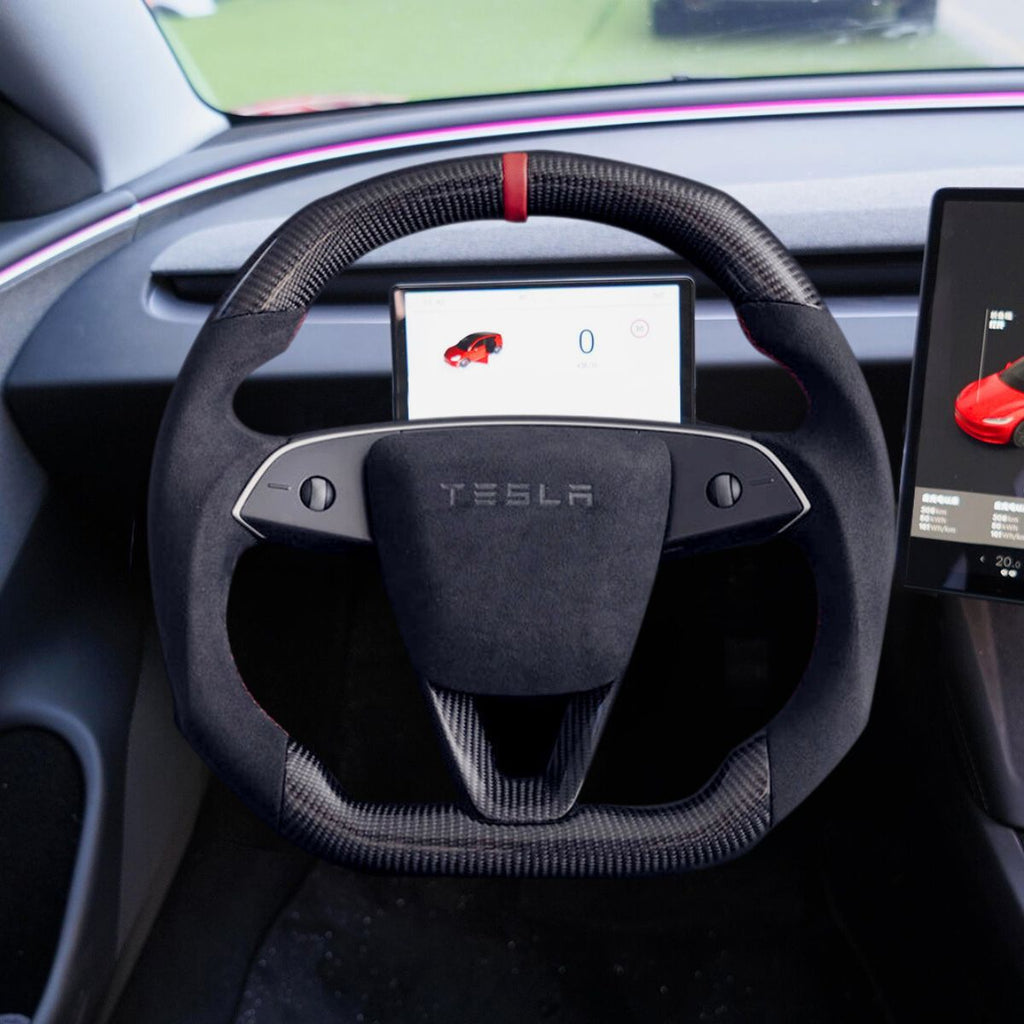 Sikunuo Alcantara Carbon Fiber Steering Wheel for Model 3 Highland / Model Y Juniper